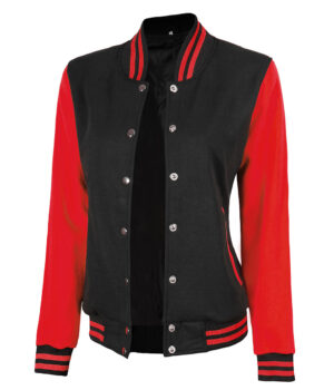 Women's Highschool Black and Red Varsity Jacket
