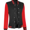 Women's Highschool Black and Red Varsity Jacket Women's Highschool Black and Red Varsity Jacket