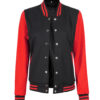 Women's Highschool Black and Red Varsity Jacket Women's Highschool Black and Red Varsity Jacket