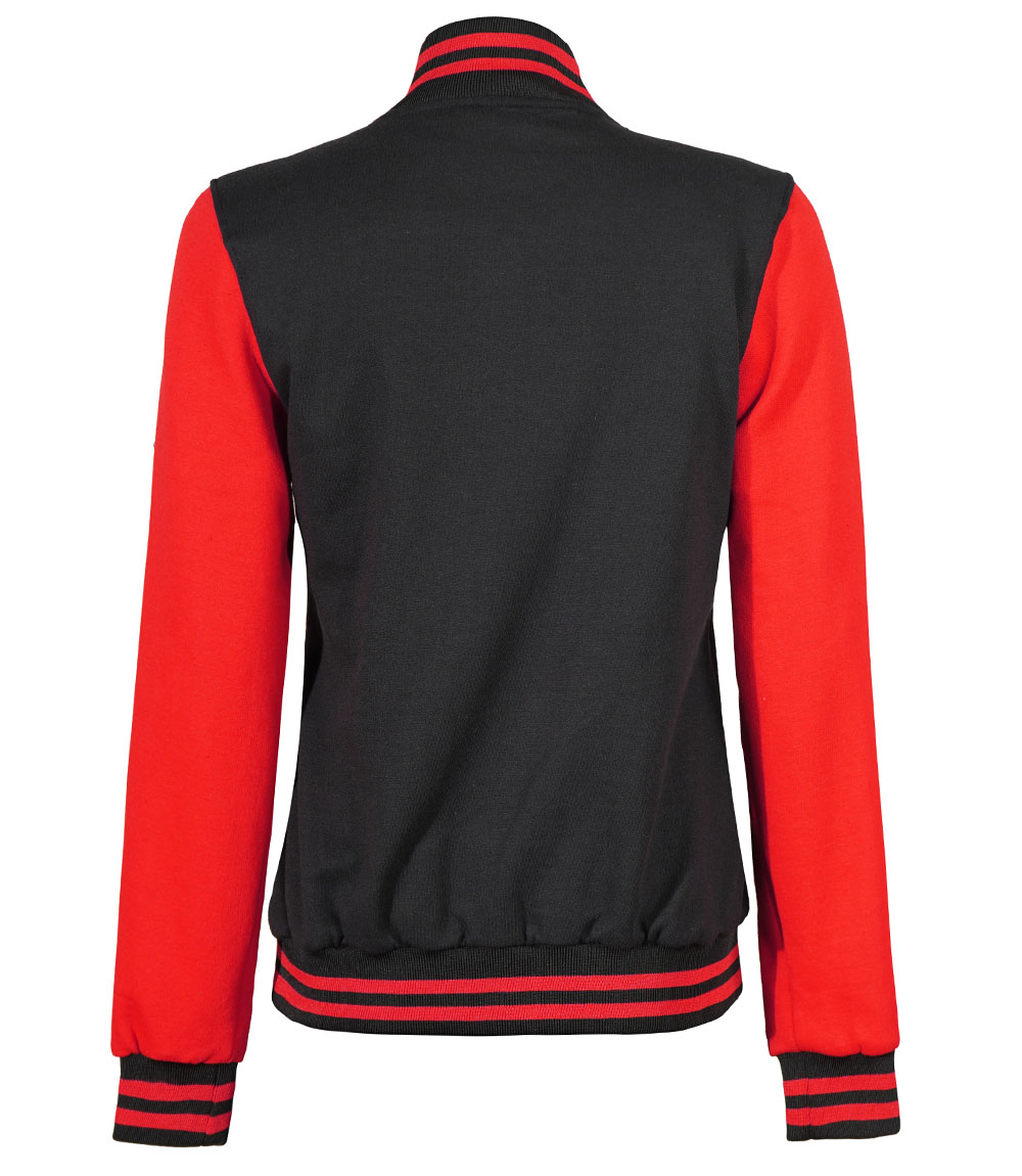 Women's Highschool Black and Red Varsity Jacket Women's Highschool Black and Red Varsity Jacket