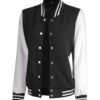 Womens Baseball Style Black and White Varsity Jacket