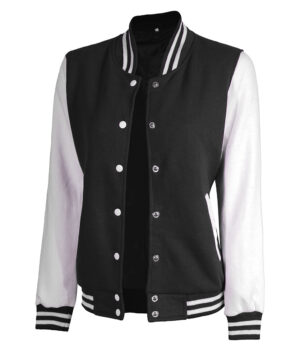 Womens Baseball Style Black and White Varsity Jacket