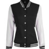 Womens Baseball Style Black and White Varsity Jacket