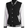 Womens Baseball Style Black and White Varsity Jacket