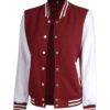 Womens Baseball Style Maroon and White Varsity Jacket