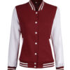Womens Baseball Style Maroon and White Varsity Jacket Womens Baseball Style Maroon and White Varsity Jacket