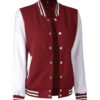 Womens Baseball Style Maroon and White Varsity Jacket Womens Baseball Style Maroon and White Varsity Jacket