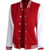 Womens Baseball Style Red and White Varsity Jacket