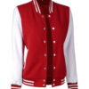 Womens Baseball Style Red and White Varsity Jacket