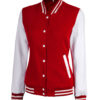 Womens Baseball Style Red and White Varsity Jacket