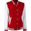 Womens Baseball Style Red and White Varsity Jacket