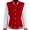 Womens Baseball Style Red and White Varsity Jacket
