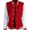 Womens Baseball Style Red and White Varsity Jacket