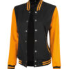 Womens Baseball Style Yellow and Black Varsity Jacket