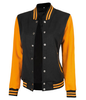 Womens Baseball Style Yellow and Black Varsity Jacket