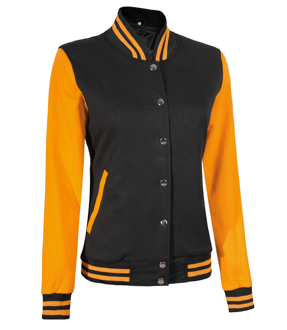 Womens Baseball Style Yellow and Black Varsity Jacket Womens Baseball Style Yellow and Black Varsity Jacket