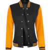 Womens Baseball Style Yellow and Black Varsity Jacket Womens Baseball Style Yellow and Black Varsity Jacket