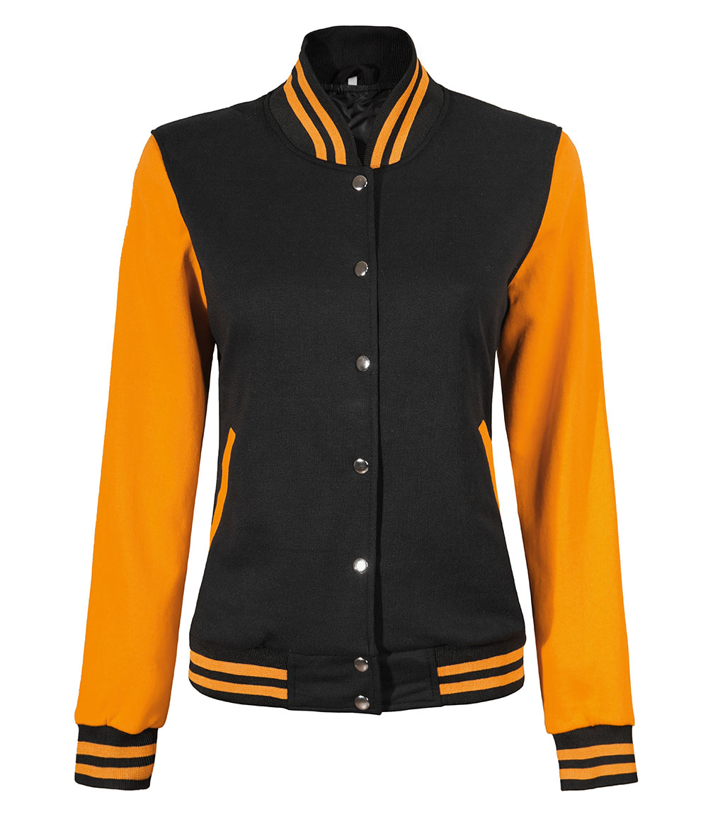 Womens Baseball Style Yellow and Black Varsity Jacket Womens Baseball Style Yellow and Black Varsity Jacket