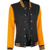 Womens Baseball Style Yellow and Black Varsity Jacket Womens Baseball Style Yellow and Black Varsity Jacket
