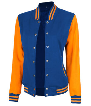 Womens Baseball Style Yellow and Royal Blue Varsity Jacket