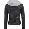 Bagheria Womens Black Hooded Leather Jacket