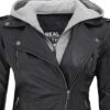 Bagheria Womens Black Hooded Leather Jacket