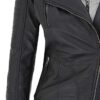 Bagheria Womens Black Hooded Leather Jacket