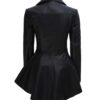 Womens Asymmetrical Peplum Black Leather Jacket