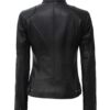 Dodge Womens Black Biker Style Leather Jacket 