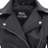 Bari Black Leather Moto Jacket Women