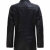 Womens Black Zipper Button Down Leather Car Coat