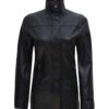 Womens Black Zipper Button Down Leather Car Coat