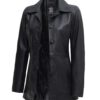 Womens Black Button Down Leather Car Coat Womens Black Button Down Leather Car Coat