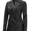 Breanna Women Double Breasted Black Leather Blazer Breanna Women Double Breasted Black Leather Blazer