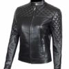 Womens Real Leather Quilted Jacket Womens Real Leather Quilted Jacket