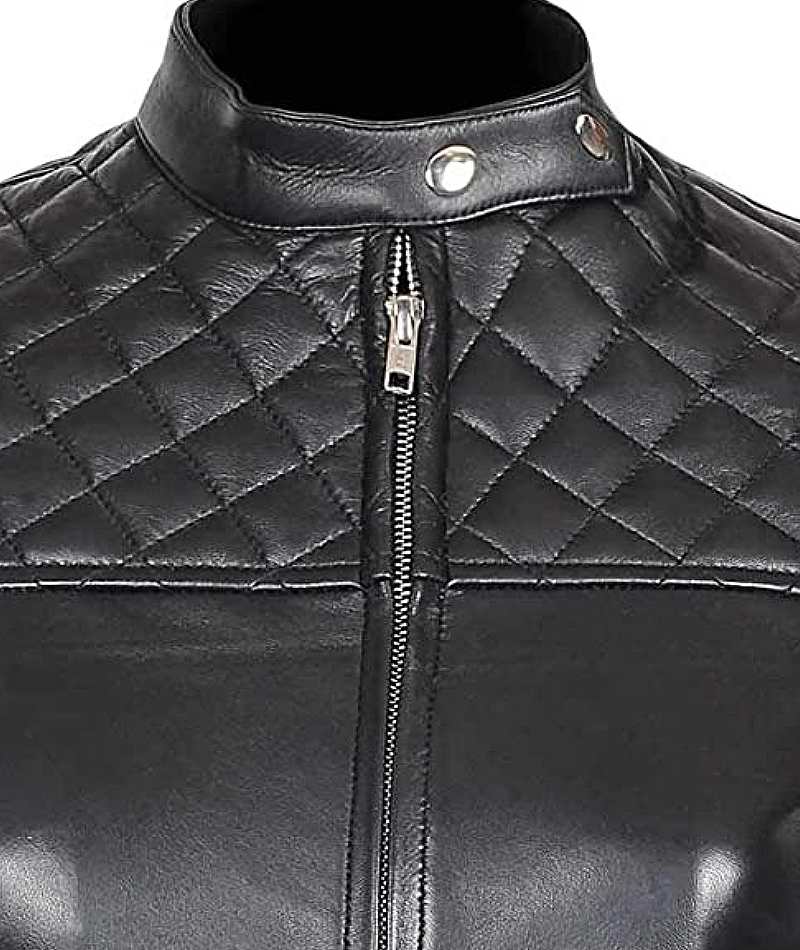 Womens Real Leather Quilted Jacket Womens Real Leather Quilted Jacket