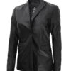 Judy Women Black Casual Leather Blazer