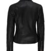 Womens Black Biker Leather Quilted Jacket