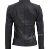 Acerra Womens Black Leather Cafe Racer Jacket