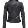 Womens Asymmetrical Black Leather Quilted Jacket