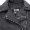 Womens Asymmetrical Black Leather Quilted Jacket