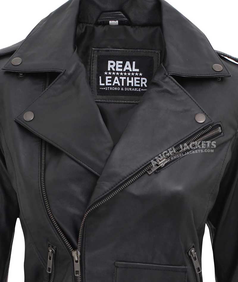 Barletta Womens Leather Black Asymmetrical Jacket Barletta Womens Leather Black Asymmetrical Jacket