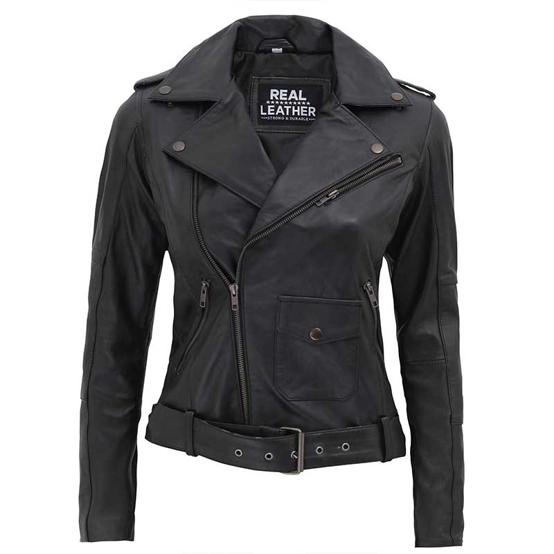 Barletta Womens Leather Black Asymmetrical Jacket Barletta Womens Leather Black Asymmetrical Jacket
