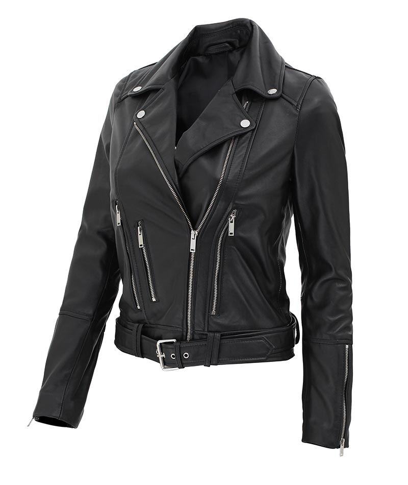 Women Biker Black Asymmetrical Leather Jacket Women Biker Black Asymmetrical Leather Jacket