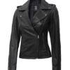 Kirsten Womens Black Leather Biker Jacket