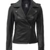 Kirsten Womens Black Leather Biker Jacket