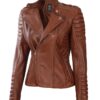 Jannie Cognac Wax Women Leather Jacket 
