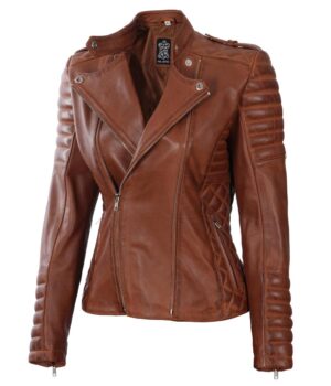 Jannie Cognac Wax Women Leather Jacket 