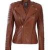 Jannie Cognac Wax Women Leather Jacket 