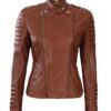 Jannie Cognac Wax Women Leather Jacket 